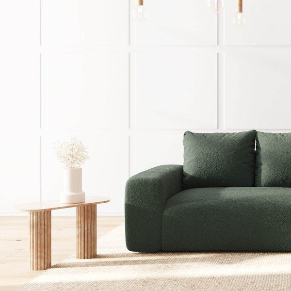 Divano angolare verde (con penisola a destra e chaise lounge) rivestito in bouclé Monce – Rodier-image-4