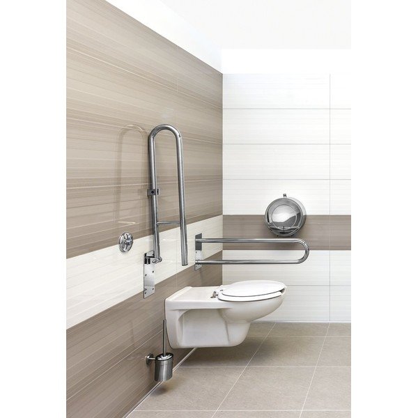 Maniglia a muro in acciaio inox per bagno 62 cm Handicap - Sapho-image-1