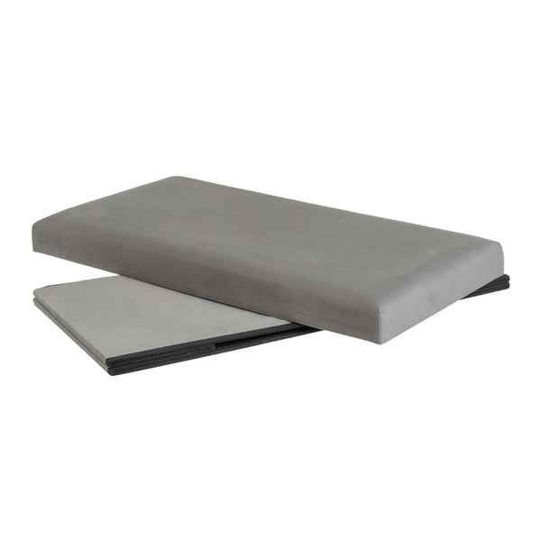 Poggiapiedi in velluto grigio chiaro Estela - Casa Selección-image-2