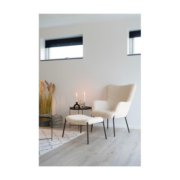 Poggiapiedi color crema con rivestimento in pelliccia sintetica Glasgow – House Nordic-image-4