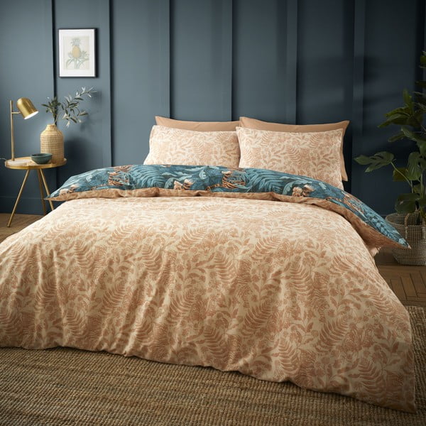 Set copripiumino e federa verde e marrone per letto matrimoniale e per letto esteso 230x220 cm Tropic Tiger Leaf – Catherine Lansfield-image-2