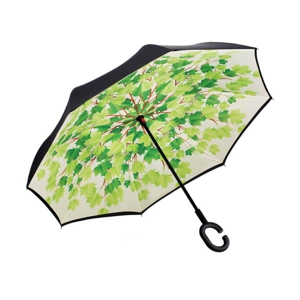 Ombrello verde e nero Foglie, ⌀ 105 cm - Ambiance