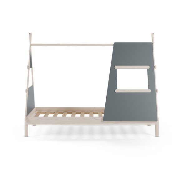 Letto da bambini a forma di casa verde polveroso in pino massiccio con rete inclusa 90x200 cm Enola – Marckeric-image-2