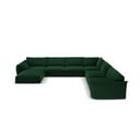 Divano angolare verde scuro (con penisola a destra/a U) con rivestimento in velluto Vanda – Mazzini Sofas