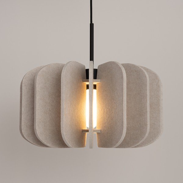 Lampadario beige in metallo con paralume in tessuto ø 45 cm Elom – Sollux-image-2