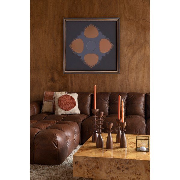 Poggiapiedi componibile marrone con rivestimento in pelle Hackman – Dutchbone-image-1