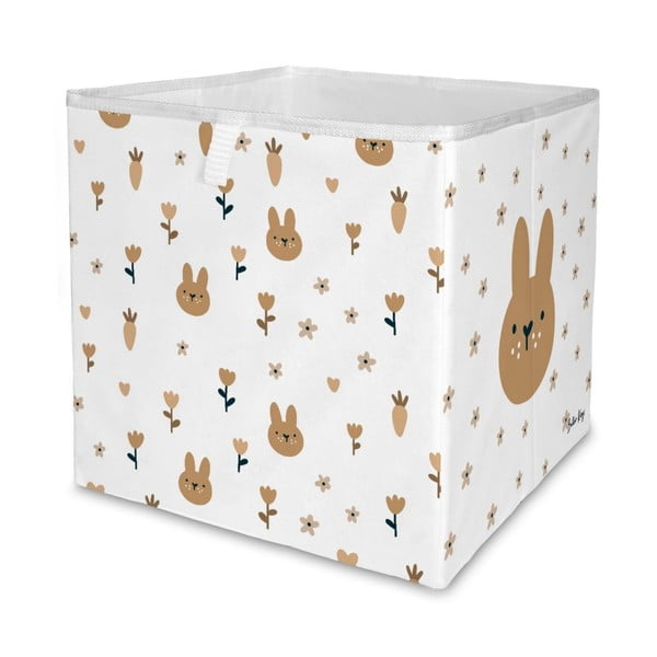 Organizzatore di giocattoli per bambini in tessuto bianco 32x32x32 cm Sweet Bunnies - Butter Kings