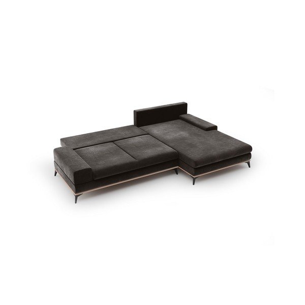 Divano letto angolare marrone scuro con rivestimento in velluto, angolo destro Astre - Windsor & Co Sofas-image-3