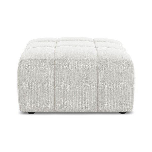 Poggiapiedi bianco con rivestimento in bouclé Aloha – Makamii