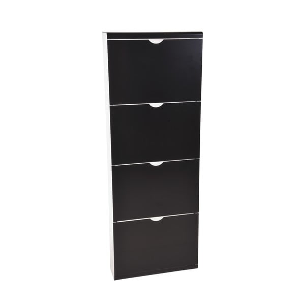 Scarpiera nera in metallo con ante ribaltabili 51x138x16 cm – Household Pleasure-image-3