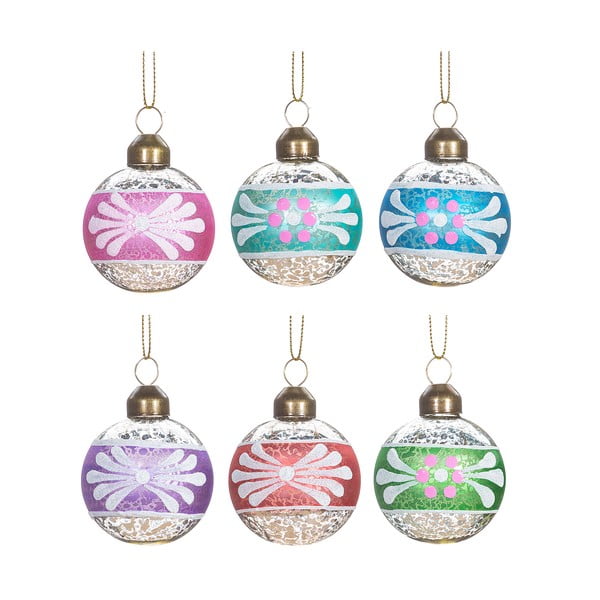 Set di palline di Natale in vetro fatte a mano 6 pz ø 5 cm Vintage Handpainted – Sass & Belle