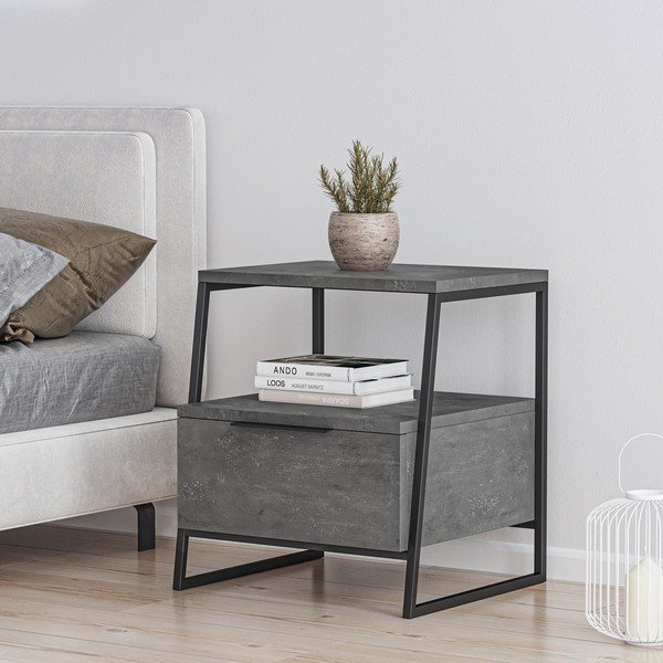 Comodino grigio con ripiani Pal - Kalune Design-image-1
