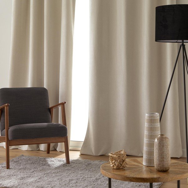Tenda beige in velluto 140x260 cm Olympe – douceur d'intérieur-image-1