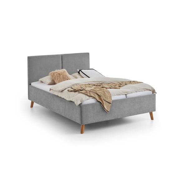 Letto matrimoniale imbottito grigio con rete inclusa 140x200 cm Piano – Meise Möbel-image-4