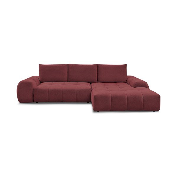 Divano angolare burgundy allungabile e con contenitore (penisola a destra/chaise lounge) con rivestimento in ciniglia Everest – Bobochic Paris