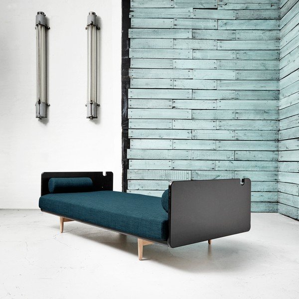 Rozkládací pohovka Karup Deva Black/Raw Oak/Deep Blue-image-1