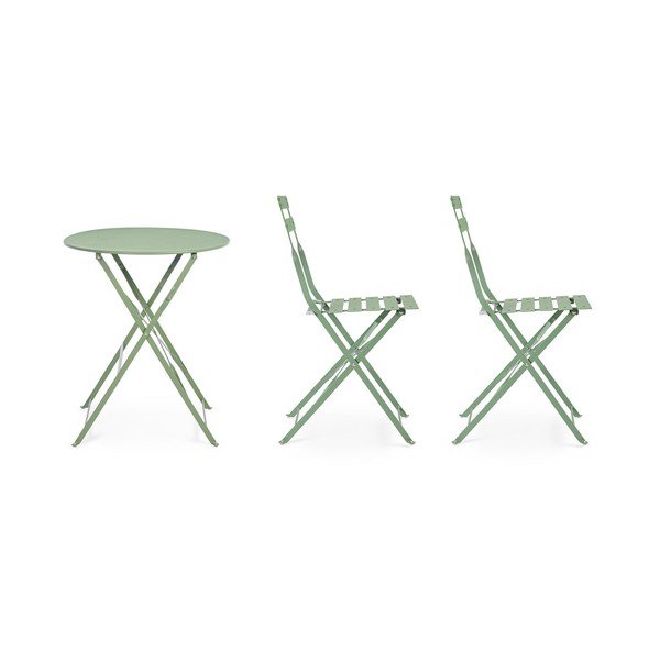 Set da pranzo da giardino color salvia in acciaio per 2 persone Austin – Bizzotto-image-3