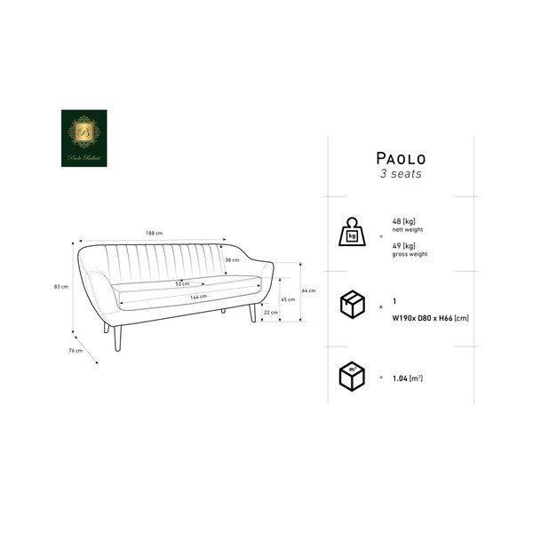 Divano blu a tre posti Benito - Mazzini Sofas-image-2