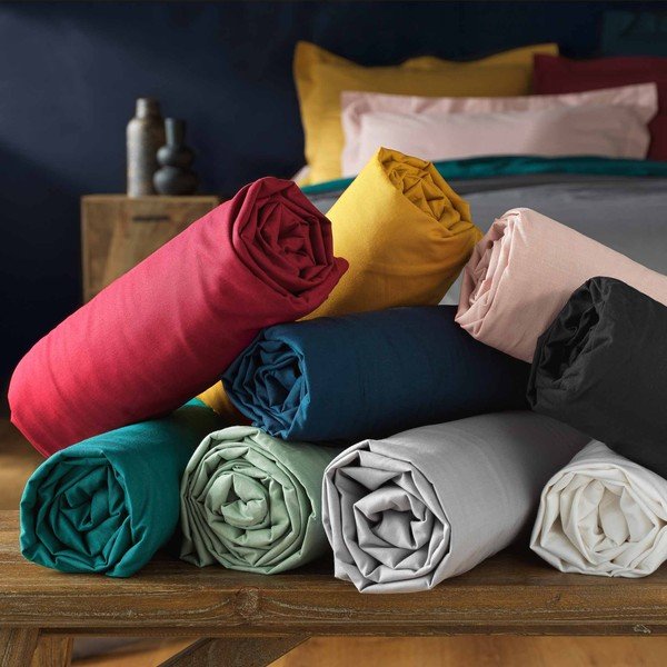 Lenzuolo con angoli color petrolio in cotone 90x190 cm Lina – douceur d'intérieur-image-4