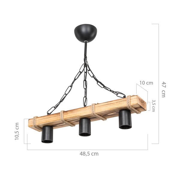 Lampada da soffitto in nero-naturale 10,5x48,5 cm - Squid Lighting-image-3