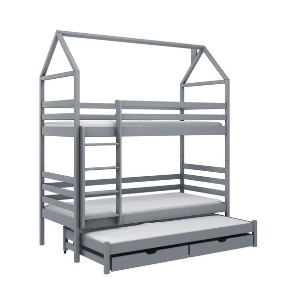 Letto per bambini in legno di pino grigio con contenitore 70x160 cm Dalia - Lano Meble