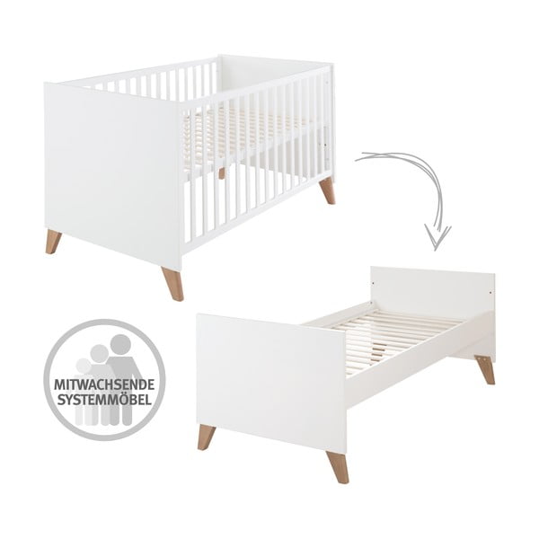 Lettino in colore bianco e naturale 70x140 cm Ole - Roba-image-3