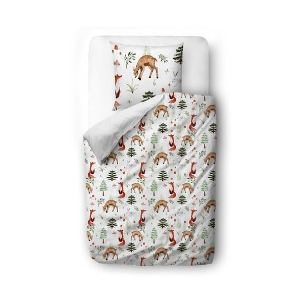 Biancheria da letto singola per bambini in cotone sateen 135x200 cm Cute Forest - Butter Kings