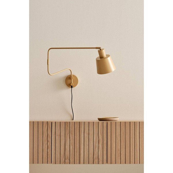 Lampada da parete gialla in metallo con alimentazione a corrente con struttura flessibile Stig – Jotex-image-2