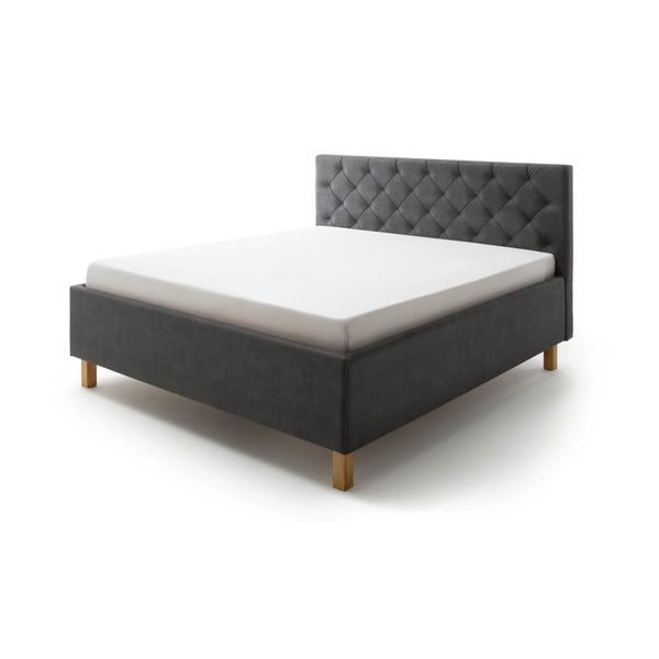 Letto matrimoniale imbottito grigio scuro con contenitore con griglia 160x200 cm San Remo - Meise Möbel