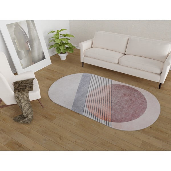 Tappeto lavabile in rosa-grigio chiaro 80x120 cm Oval - Vitaus-image-1