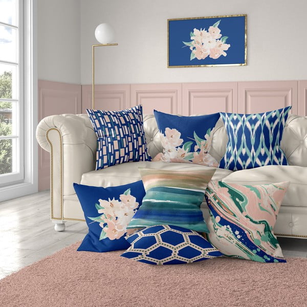 Federa blu e rosa Artsy, 43 x 43 cm Honey - Mike & Co. NEW YORK-image-2