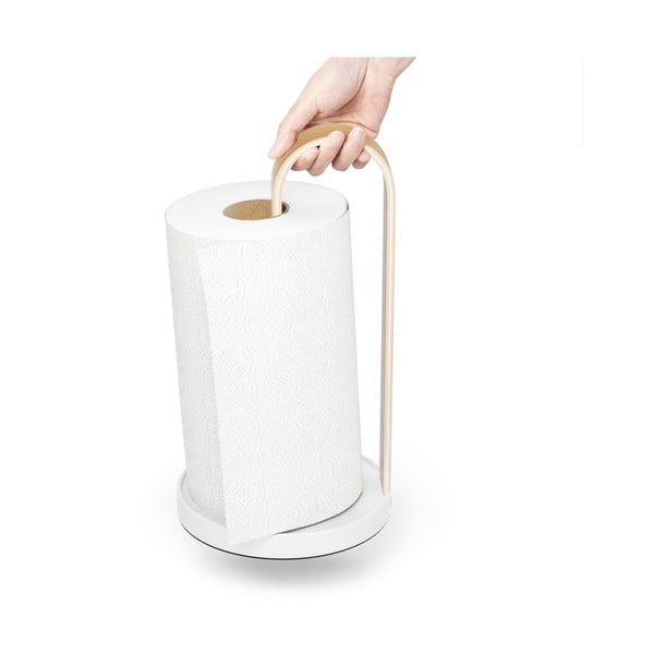 Portarotolo da cucina verticale in legno bianco ø 17 cm Bellwood – Umbra-image-3