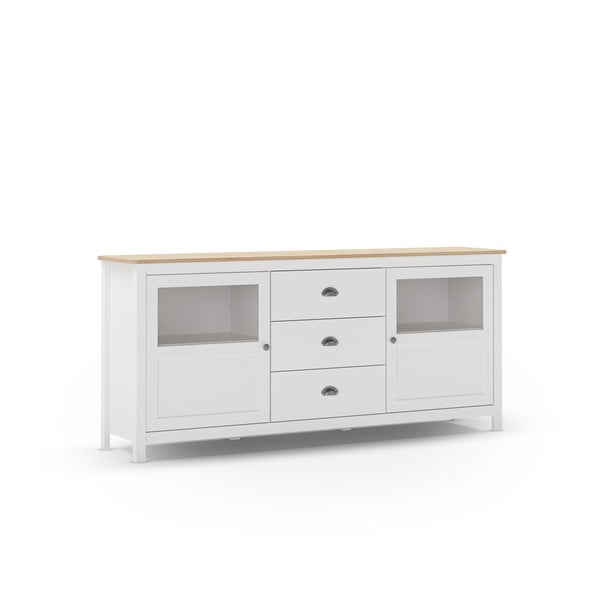 Cassettiera bassa in pino bianco 180x80 cm Misti - Marckeric-image-4