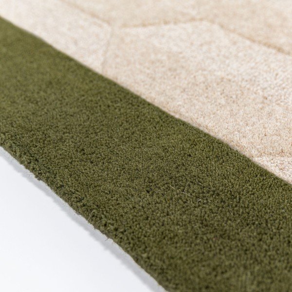 Passatoia verde/di colore naturale in lana tessuta a mano 60x230 cm Apex Border Wool – Flair Rugs-image-2