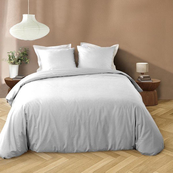 Set copripiumino e federa bianco in microfibra per letto matrimoniale/per letto esteso 3 pezzi 240x220 cm Liam – douceur d'intérieur