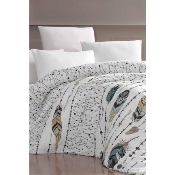 Biancheria da letto estesa per letto matrimoniale con lenzuolo Feather Green - Mila Home