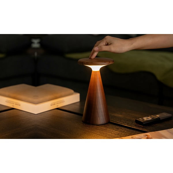 Lampada da tavolo LED colore naturale scuro con paralume in legno (altezza totale 21 cm) Sylva – Gingko-image-3