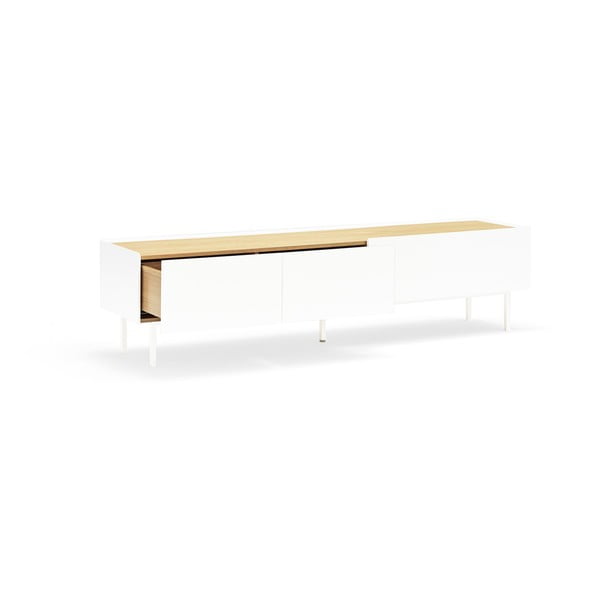 Tavolo TV in rovere decorato in bianco e naturale 180x45 cm Arista - Teulat-image-4