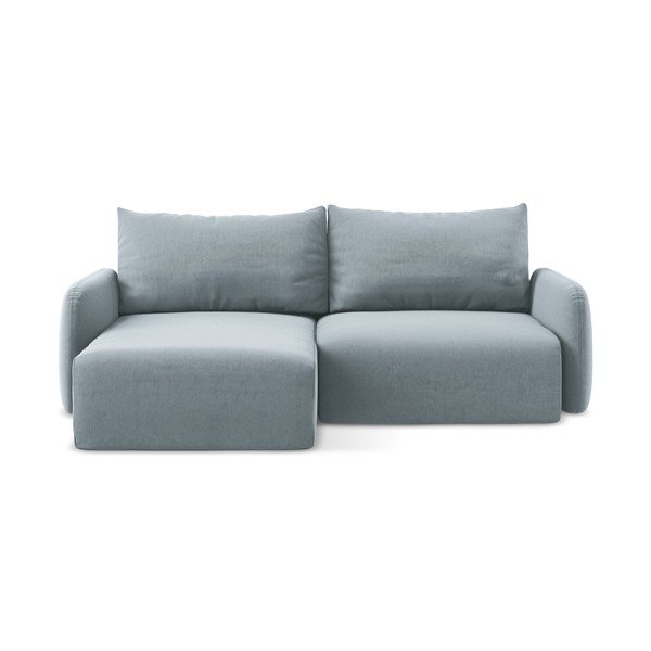 Divano angolare blu allungabile/con contenitore (con penisola a sinistra/con chaise lounge) con rivestimento in velluto Kalena – Makamii