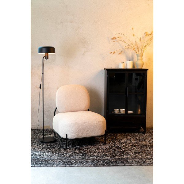 Poltrona crema in tessuto bouclé Polly - White Label-image-1