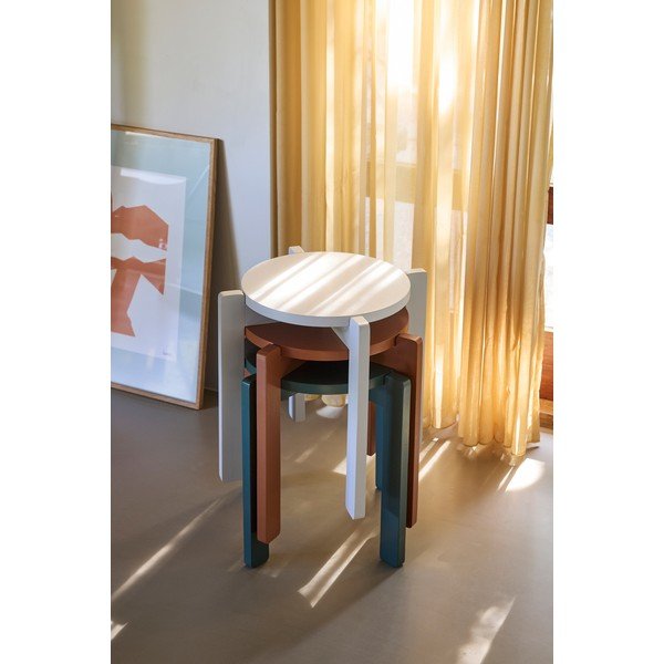 Sgabello arancione con effetto rovere impilabile Always – Hübsch-image-2