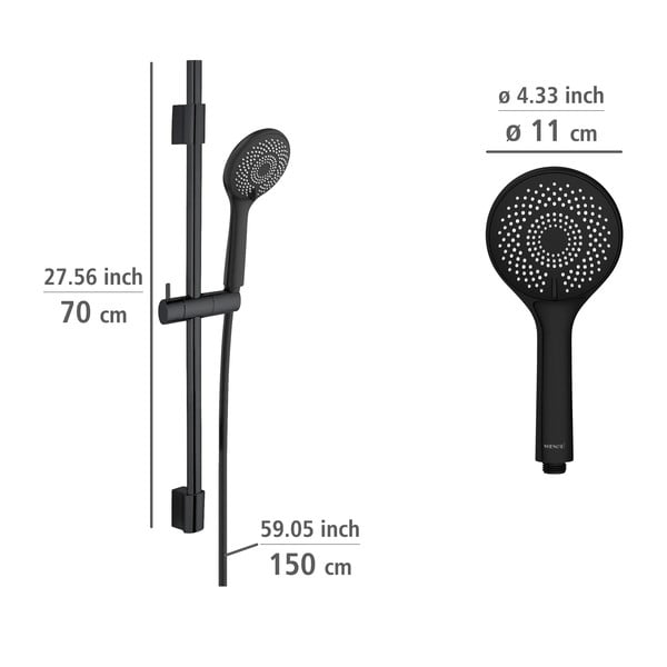 Set doccia in acciaio inox nero 70 cm Water Saving - Wenko-image-1