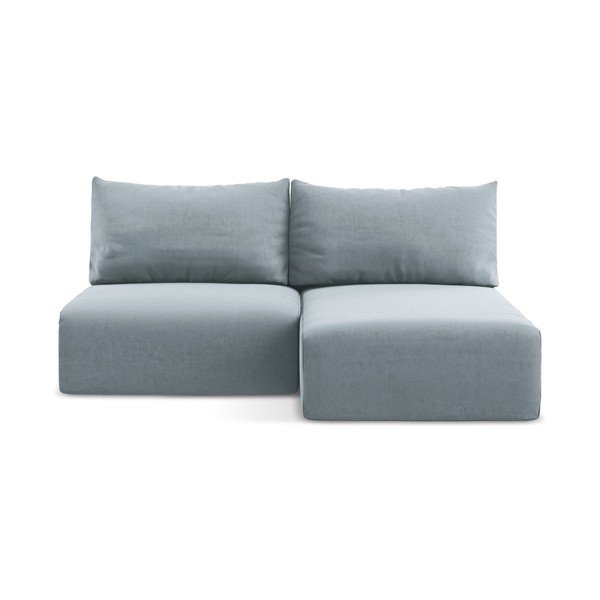 Divano angolare blu allungabile/con contenitore (con penisola a destra/con chaise lounge) con rivestimento in velluto Kalena – Makamii