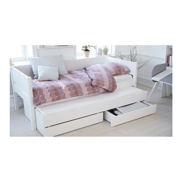 Letto per bambini bianco con letto estraibile aggiuntivo e contenitore, 90 x 200 cm White - Flexa-image-2
