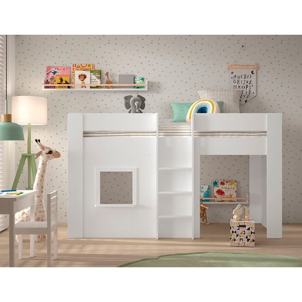 Letto rialzato in pino bianco 90x200 cm RENO - Vipack-image-1