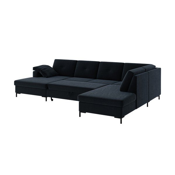 Divano letto a U in velluto blu scuro, angolo destro Moor - Ghado-image-4