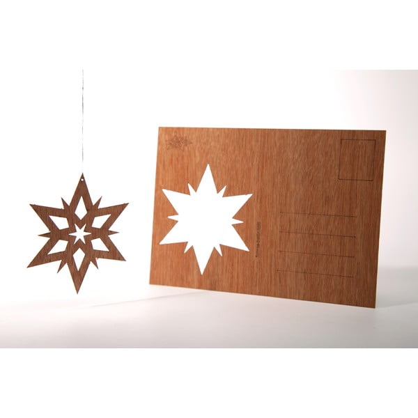 Cartolina in legno Stella doppia, 14,8 x 10,5 cm - Formes Berlin