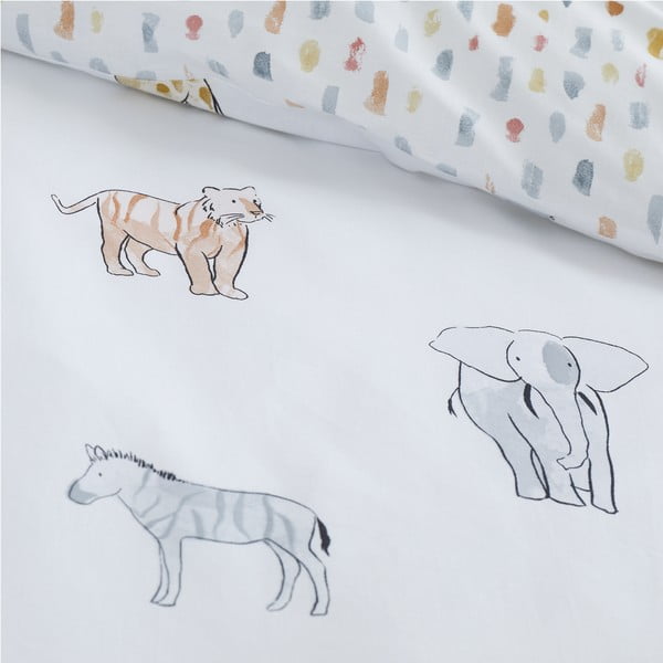 Biancheria da letto in cotone per bambini 200x135 cm Zoo Animals - Bianca-image-4