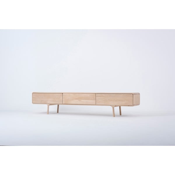 Cassettiera TV in rovere massiccio con 3 cassetti Fawn - Gazzda-image-2