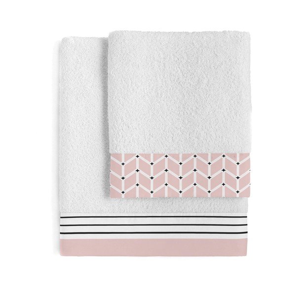 Set di 2 asciugamani in cotone Blush - Blanc